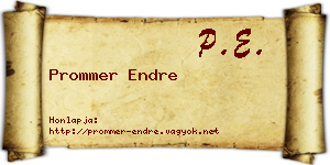 Prommer Endre névjegykártya